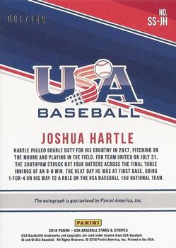 2018 Panini USA Baseball Stars & Stripes - 15U National Team Signatures #SS-JH Joshua Hartle Back