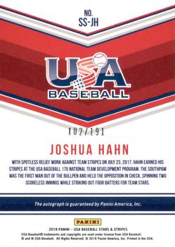 2018 Panini USA Baseball Stars & Stripes - 17U National Team Signatures #SS-JH Joshua Hahn Back