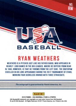2018 Panini USA Baseball Stars & Stripes - 18U National Team Signatures Black Ink #RW Ryan Weathers Back