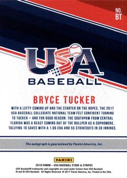 2018 Panini USA Baseball Stars & Stripes - CNT Signatures Black Ink #BT Bryce Tucker Back