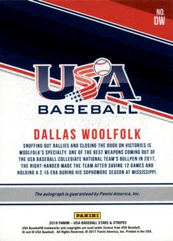 2018 Panini USA Baseball Stars & Stripes - CNT Signatures Black Ink #DW Dallas Woolfolk Back