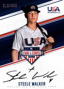 2018 Panini USA Baseball Stars & Stripes - CNT Signatures Black Ink #SWA Steele Walker Front