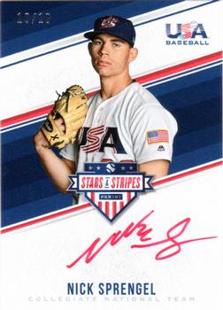 2018 Panini USA Baseball Stars & Stripes - CNT Signatures Red Ink #NS Nick Sprengel Front