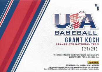 2018 Panini USA Baseball Stars & Stripes - Stars and Stripes Signatures #8 Grant Koch Back