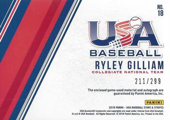 2018 Panini USA Baseball Stars & Stripes - Stars and Stripes Signatures #18 Ryley Gilliam Back