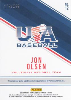 2018 Panini USA Baseball Stars & Stripes - Tools of the Trade #12 Jon Olsen Back