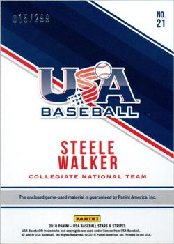 2018 Panini USA Baseball Stars & Stripes - Tools of the Trade #21 Steele Walker Back