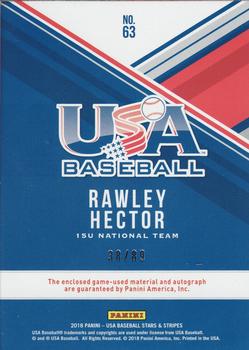 2018 Panini USA Baseball Stars & Stripes - USA BB Silhouettes Black Gold Signatures Jerseys #63 Rawley Hector Back