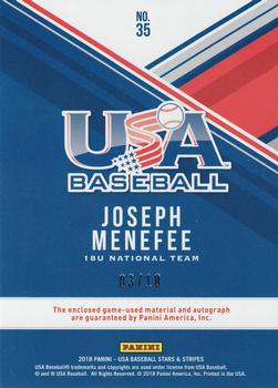 2018 Panini USA Baseball Stars & Stripes - USA BB Silhouettes Black Gold Signatures Jerseys Prime #35 Joseph Menefee Back