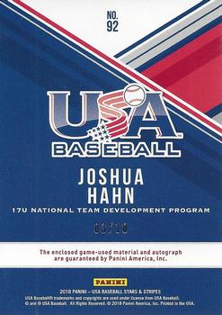2018 Panini USA Baseball Stars & Stripes - USA BB Silhouettes Black Gold Signatures Jerseys Prime #92 Joshua Hahn Back