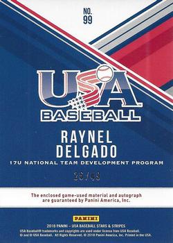 2018 Panini USA Baseball Stars & Stripes - USA BB Silhouettes Signatures Bats #99 Raynel Delgado Back