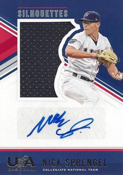 2018 Panini USA Baseball Stars & Stripes - USA BB Silhouettes Signatures Jerseys #16 Nick Sprengel Front