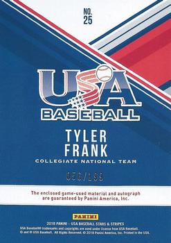 2018 Panini USA Baseball Stars & Stripes - USA BB Silhouettes Signatures Jerseys #25 Tyler Frank Back