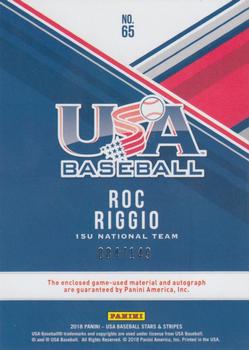 2018 Panini USA Baseball Stars & Stripes - USA BB Silhouettes Signatures Jerseys #65 Roc Riggio Back