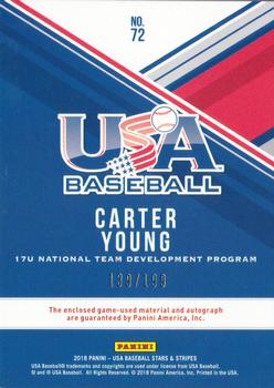 2018 Panini USA Baseball Stars & Stripes - USA BB Silhouettes Signatures Jerseys #72 Carter Young Back