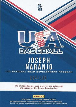 2018 Panini USA Baseball Stars & Stripes - USA BB Silhouettes Signatures Jerseys #90 Joseph Naranjo Back