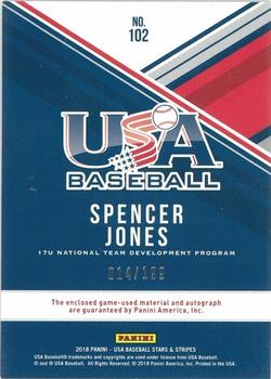 2018 Panini USA Baseball Stars & Stripes - USA BB Silhouettes Signatures Jerseys #102 Spencer Jones Back