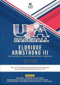 2018 Panini USA Baseball Stars & Stripes - USA BB Silhouettes Signatures Jerseys #117 Eldridge Armstrong III Back