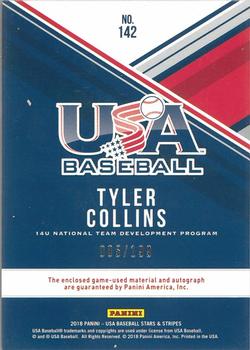 2018 Panini USA Baseball Stars & Stripes - USA BB Silhouettes Signatures Jerseys #142 Tyler Collins Back
