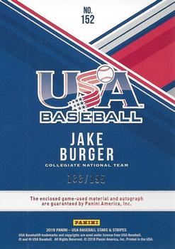 2018 Panini USA Baseball Stars & Stripes - USA BB Silhouettes Signatures Jerseys #152 Jake Burger Back