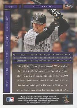 2004 Playoff Honors - Credits Bronze #73 Todd Helton Back