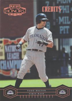 2004 Playoff Honors - Credits Bronze #73 Todd Helton Front