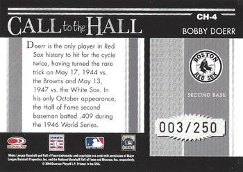 2004 Donruss Timelines - Call to the Hall #CH-4 Bobby Doerr Back