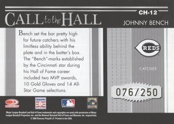 2004 Donruss Timelines - Call to the Hall #CH-12 Johnny Bench Back