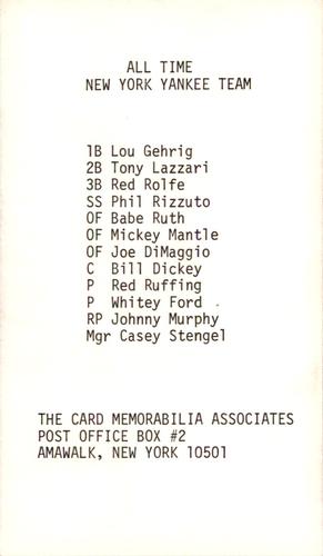 1973 TCMA All-Time New York Yankees #NNO Mickey Mantle Back