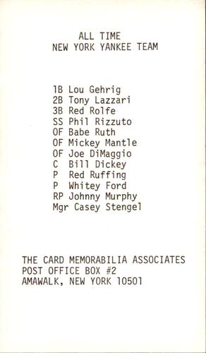 1973 TCMA All-Time New York Yankees #NNO Red Ruffing Back