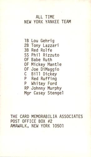 1973 TCMA All-Time New York Yankees #NNO Babe Ruth Back