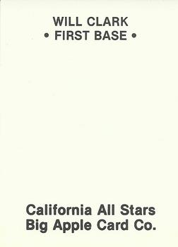 1986 Big Apple California All Stars (Unlicensed) #5 Will Clark Back