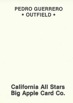 1986 Big Apple California All Stars (Unlicensed) #8 Pedro Guerrero Back