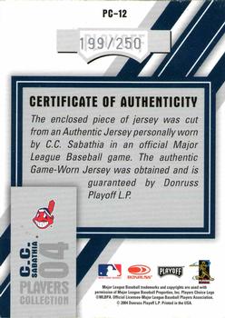 2004 Playoff Honors - Players Collection Jersey Blue #PC-12 CC Sabathia Back