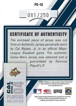 2004 Playoff Honors - Players Collection Jersey Blue #PC-13 Cal Ripken Jr. Back