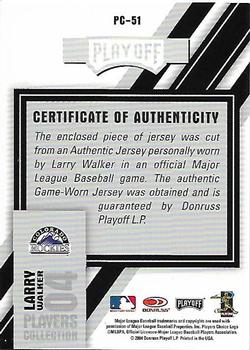 2004 Playoff Honors - Players Collection Jersey Blue #PC-51 Larry Walker Back