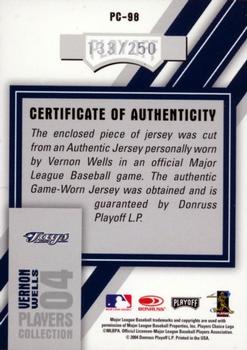 2004 Playoff Honors - Players Collection Jersey Blue #PC-98 Vernon Wells Back