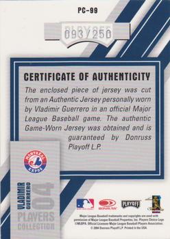 2004 Playoff Honors - Players Collection Jersey Blue #PC-99 Vladimir Guerrero Back