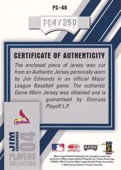2004 Playoff Honors - Players Collection Jersey Blue #PC-40 Jim Edmonds Back