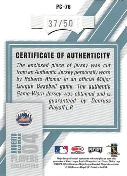 2004 Playoff Honors - Players Collection Jersey Platinum Number #PC-78 Roberto Alomar Back