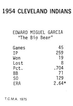 1975 TCMA 1954 Cleveland Indians #NNO Mike Garcia Back