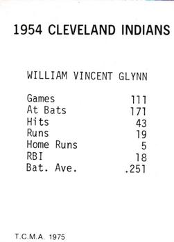 1975 TCMA 1954 Cleveland Indians #NNO Bill Glynn Back