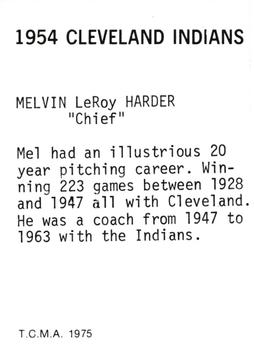 1975 TCMA 1954 Cleveland Indians #NNO Mel Harder Back
