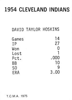 1975 TCMA 1954 Cleveland Indians #NNO Dave Hoskins Back