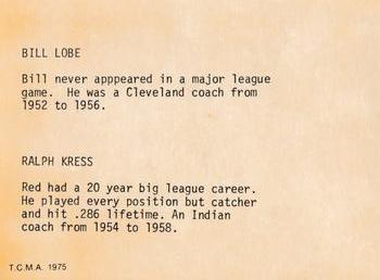 1975 TCMA 1954 Cleveland Indians #NNO Tony Cuccinello / Mel Harder / Red Kress / Bill Lobe Back