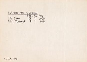 1975 TCMA 1954 Cleveland Indians #NNO Mike Garcia / Bob Hooper / Art Houtteman / Bob Lemon / Al Lopez / Ray Narleski / Hal Newhouser / Jose Santiago / Early Wynn Back