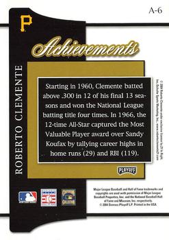 2004 Playoff Prestige - Achievements #A-6 Roberto Clemente Back