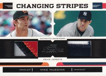 2004 Playoff Prestige - Changing Stripes Dual Jersey Prime #CS-2 Mike Mussina  Front