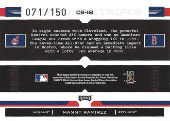 2004 Playoff Prestige - Changing Stripes Foil #CS-16 Manny Ramirez Back