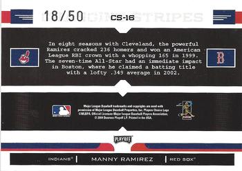 2004 Playoff Prestige - Changing Stripes Holo-Foil #CS-16 Manny Ramirez Back